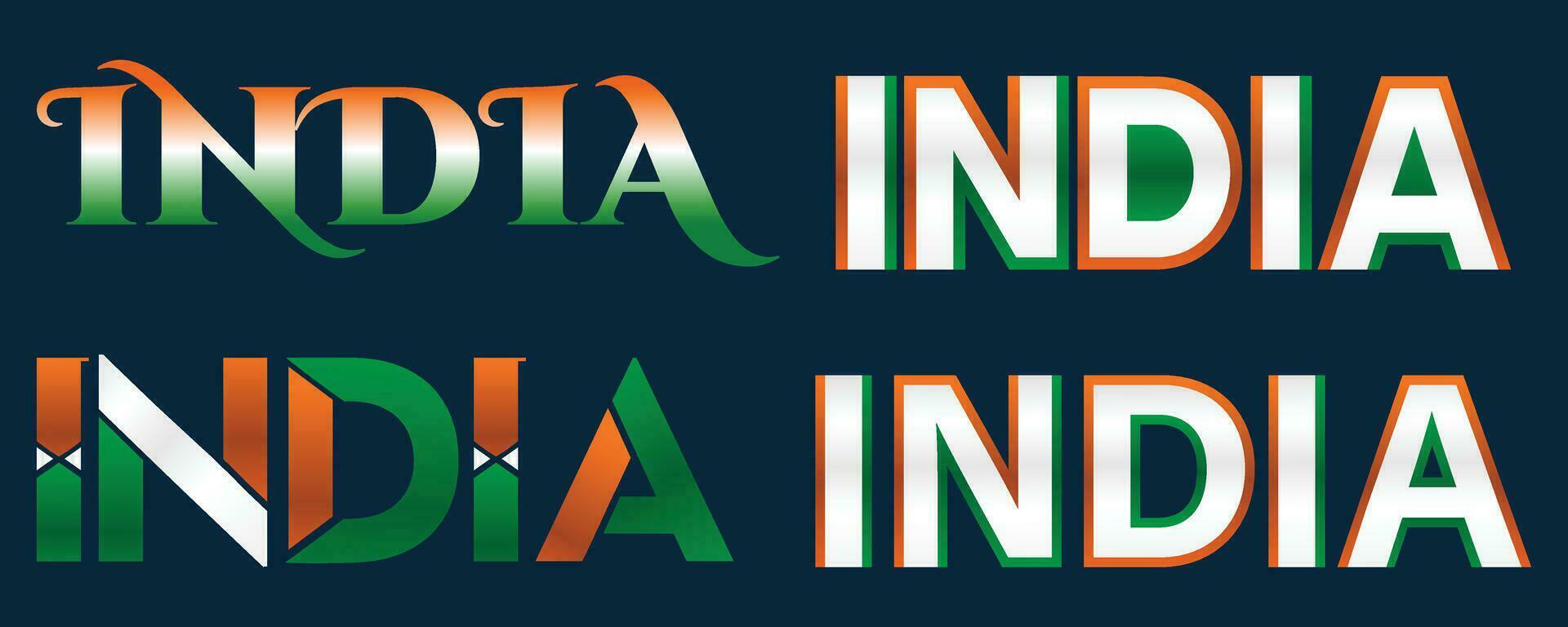 India testo stile effetto, 26 gennaio, repubblica giorno, indiano indipendenza giorno tema, vettore, indiano bandiera sfondo, vettore