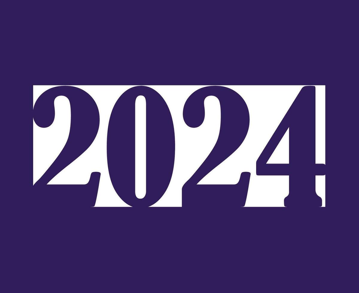 2024 contento nuovo anno astratto bianca grafico design vacanza vettore logo simbolo illustrazione con viola sfondo