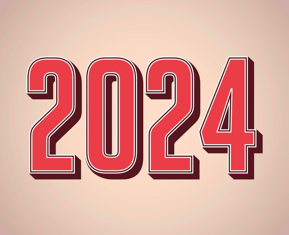 2024 contento nuovo anno astratto rosso e marrone grafico design vettore logo simbolo illustrazione con rosa sfondo