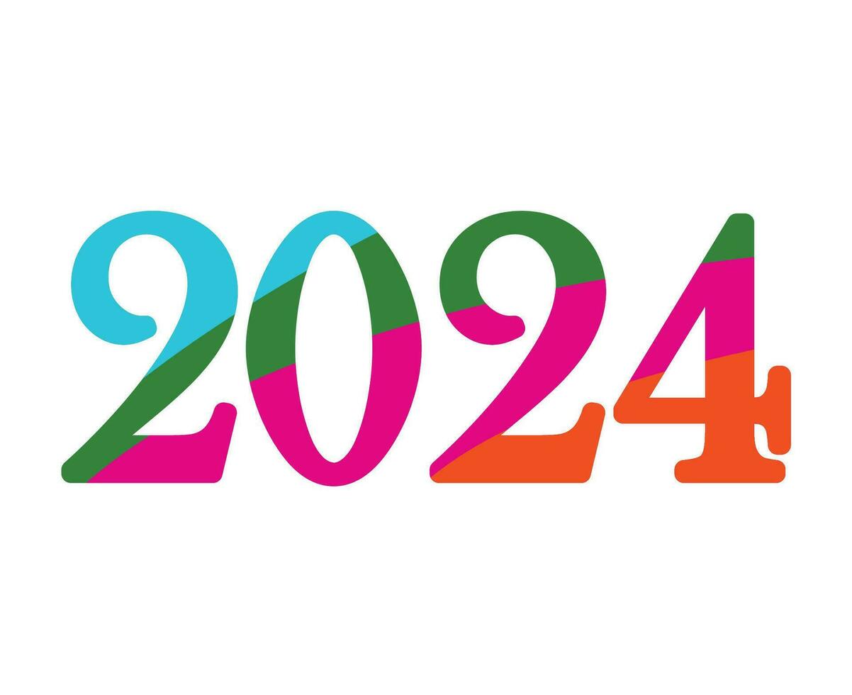 2024 contento nuovo anno astratto multicolore grafico design vettore logo simbolo illustrazione