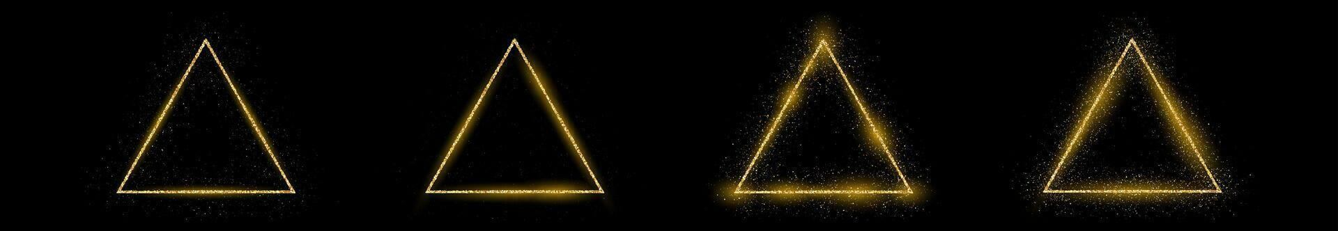 d'oro triangolo telaio con luccichio vettore