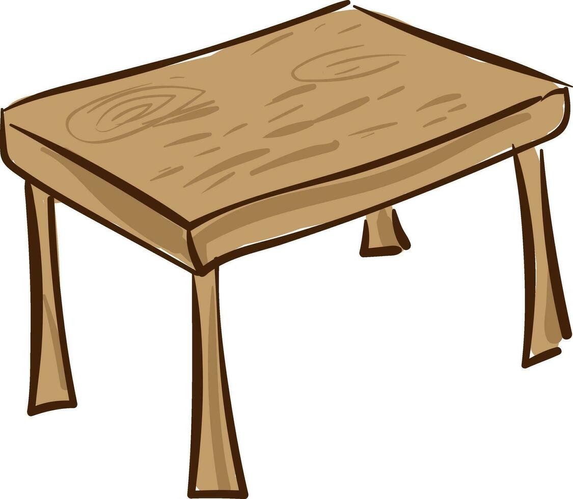 disegno di un' di legno cenare tavolo, vettore o colore illustrazione