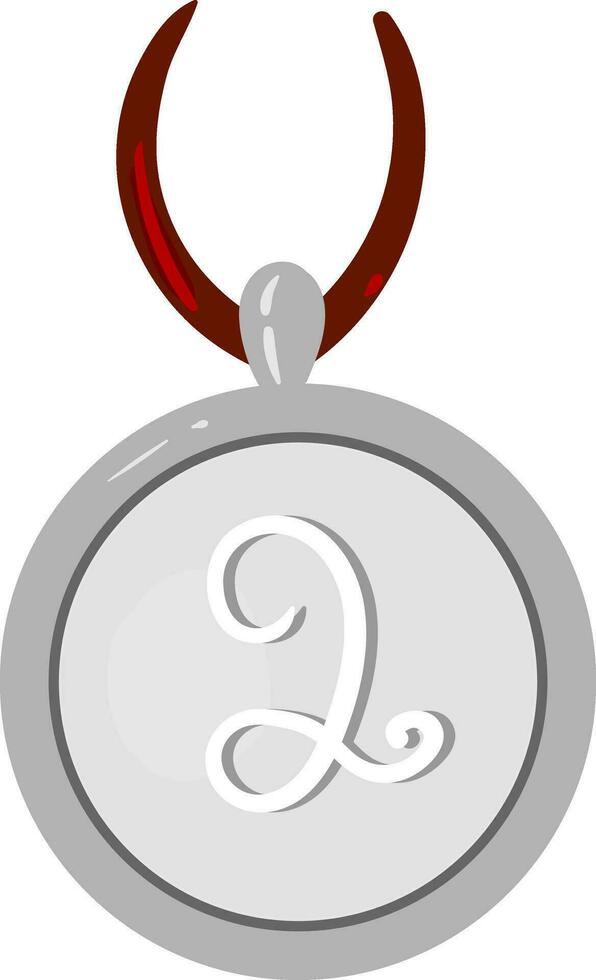 pittura di il argento gli sport medaglia stampato con il numero 2, vettore o colore illustrazione