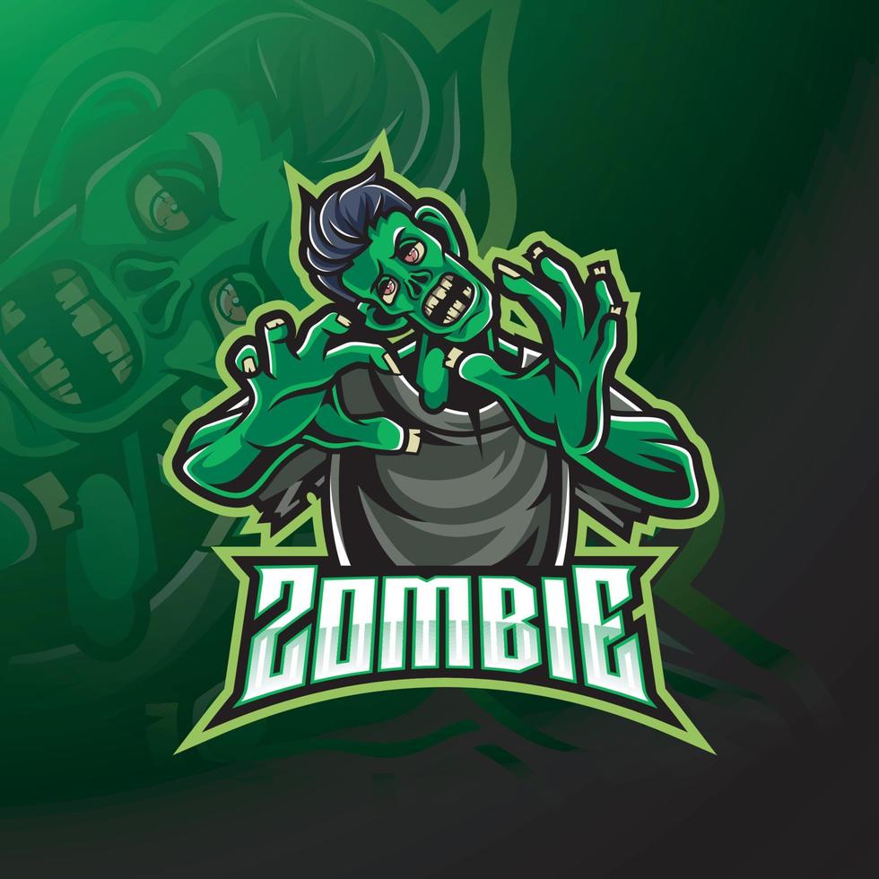 design del logo della mascotte zombie non morti vettore