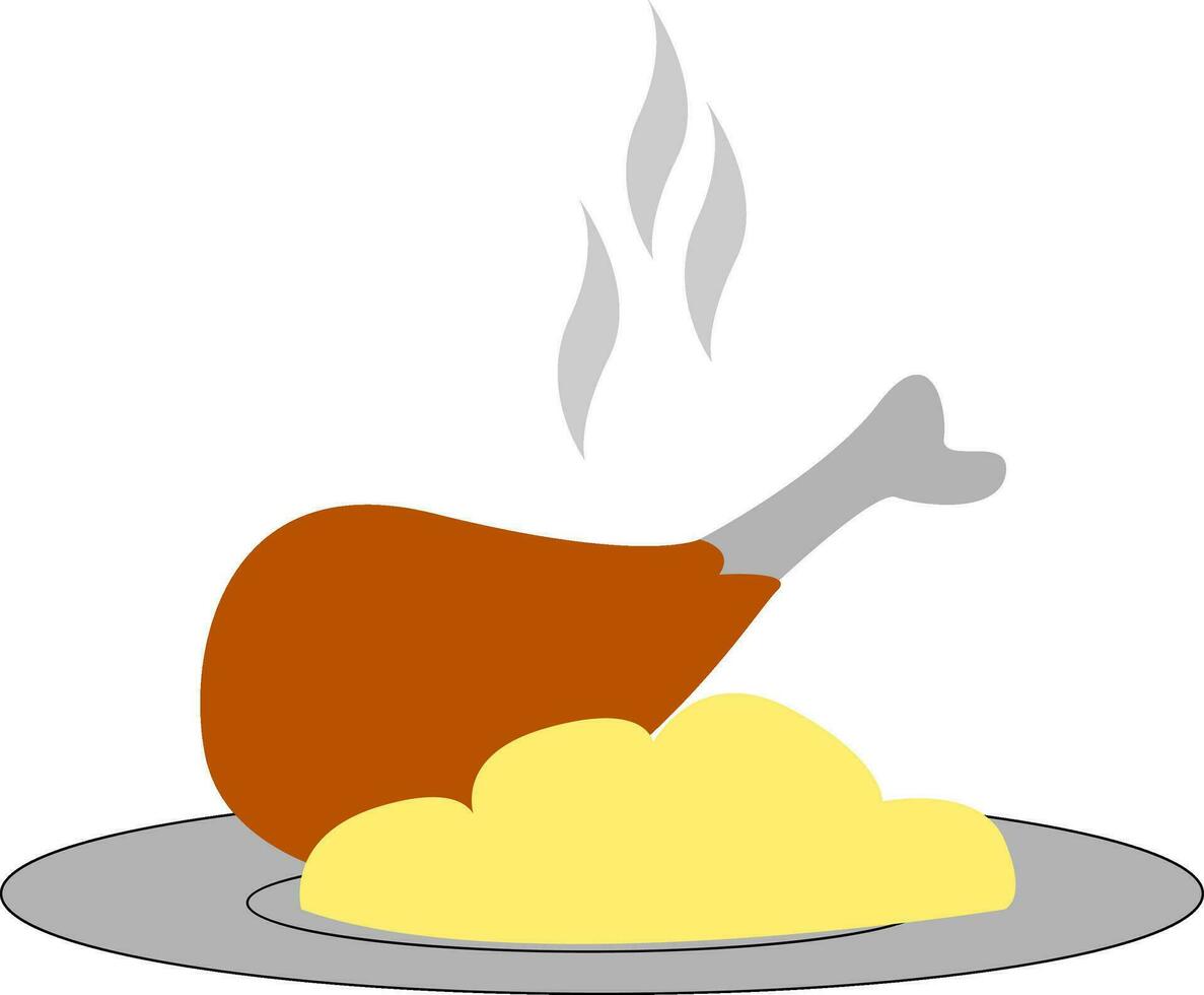 schiacciato patate e pollo pasto, vettore o colore illustrazione.
