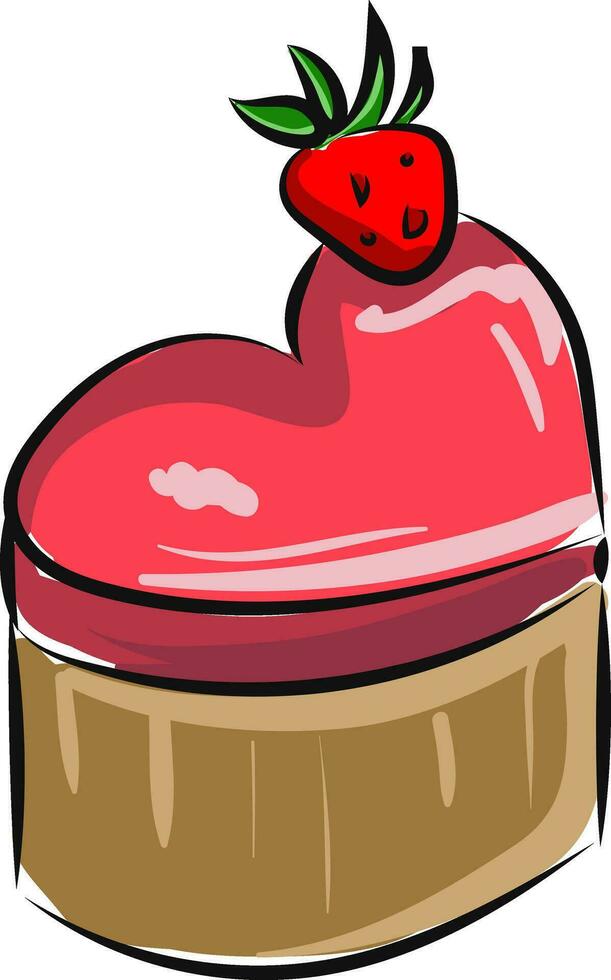 Immagine di Cupcake con un' cuore- cuore sagomato cupcake, vettore o colore illustrazione.