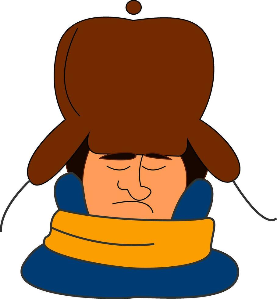 clipart di il viso di un' uomo nel un' inverno Marrone cappello vettore o colore illustrazione