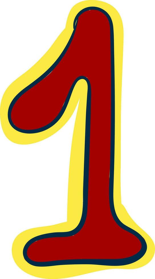 clipart di il numerico numero uno o 1 nel rosso colore vettore o colore illustrazione