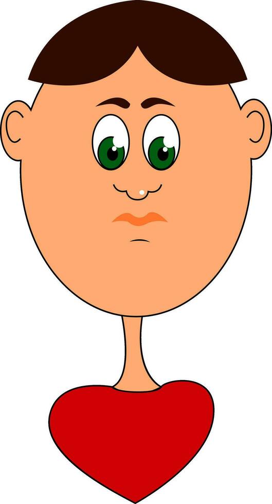 cartone animato divertente ragazzo con un' a forma di cuore rosso corpo vettore o colore illustrazione