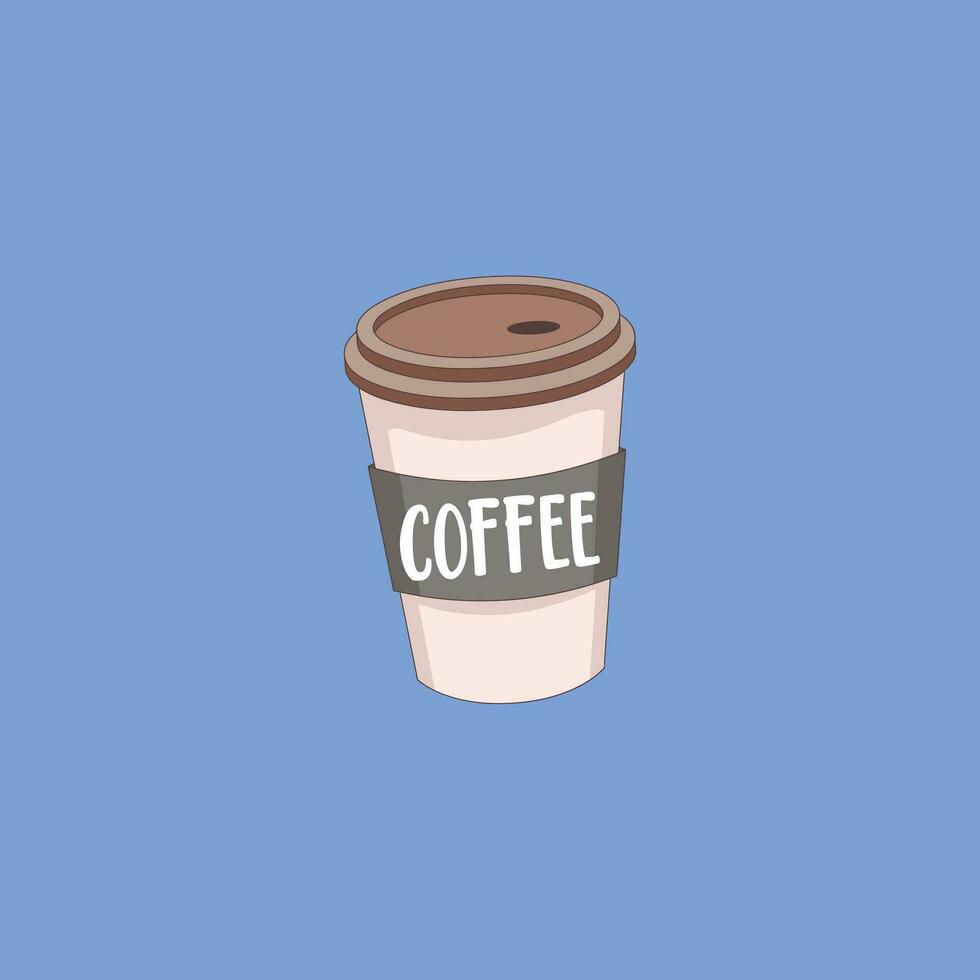 ritratto di un' monouso festa caffè tazza al di sopra di blu sfondo vettore o colore illustrazione