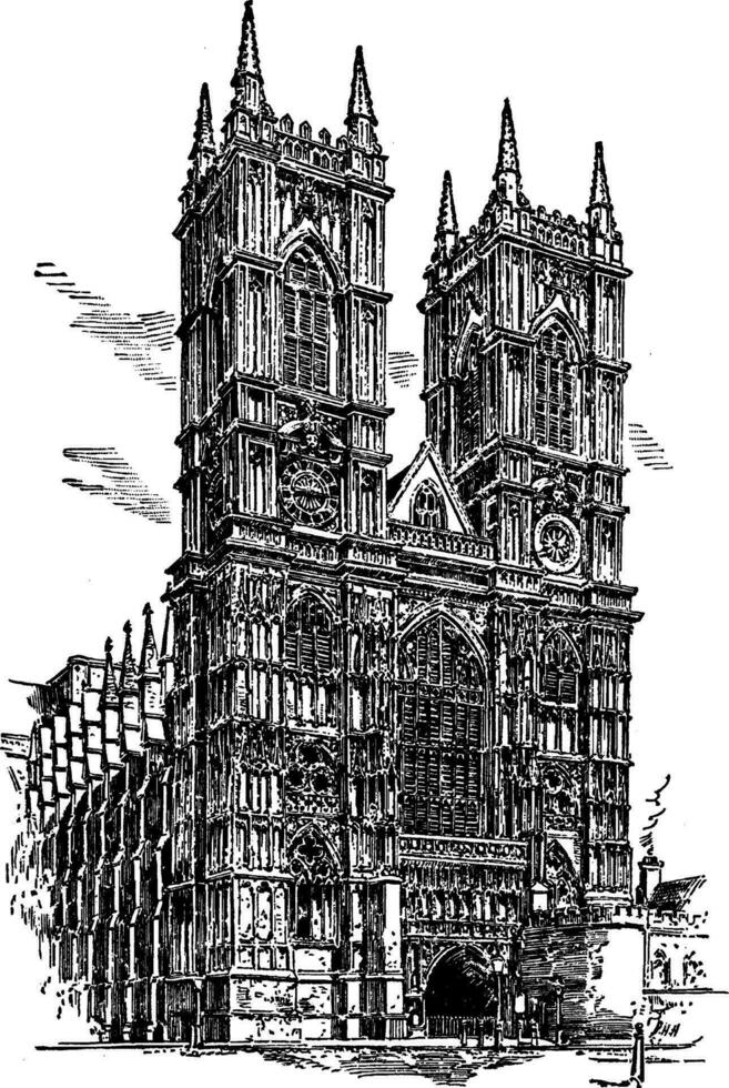 Westminster abbazia o collegiale Chiesa, Vintage ▾ incisione. vettore