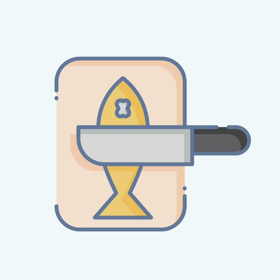 icona tritato pesce. relazionato per cucinando simbolo. scarabocchio stile. semplice design modificabile. semplice illustrazione vettore