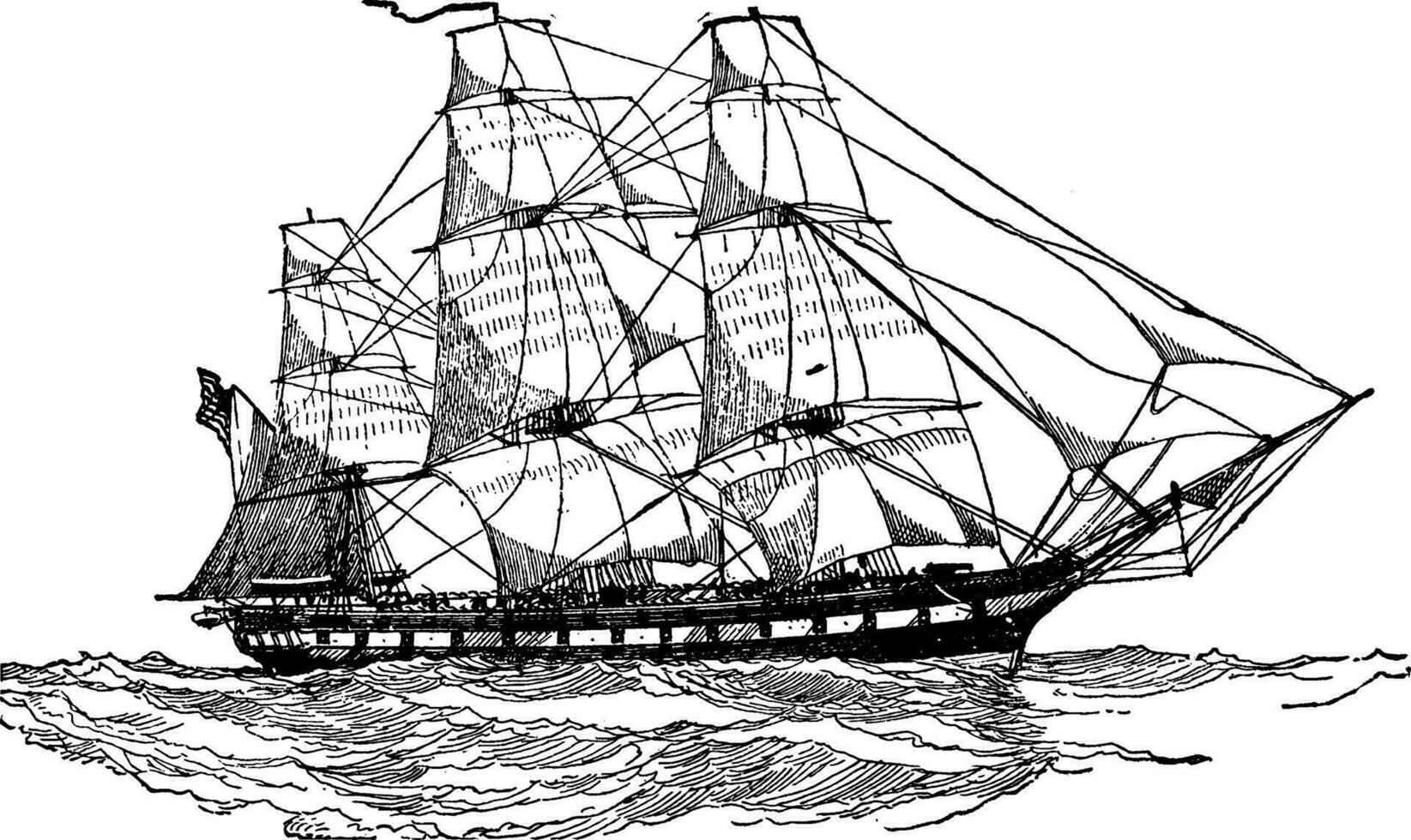 unito stati fregata di 1812, Vintage ▾ illustrazione. vettore