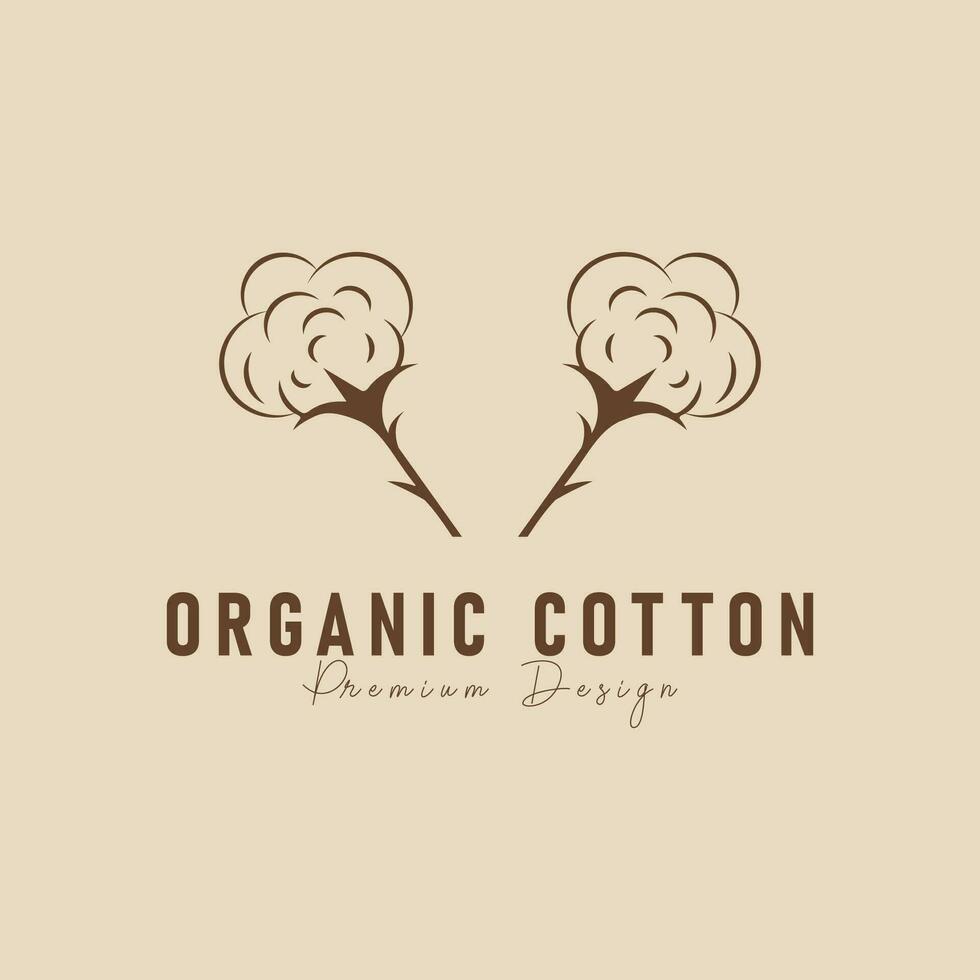 biologico cotone logo minimalista icona natura biologico Prodotto, vettore illustrazione design