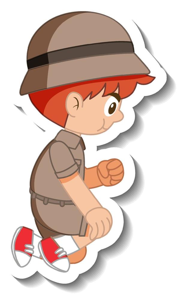 adesivo personaggio dei cartoni animati scout ragazzino vettore