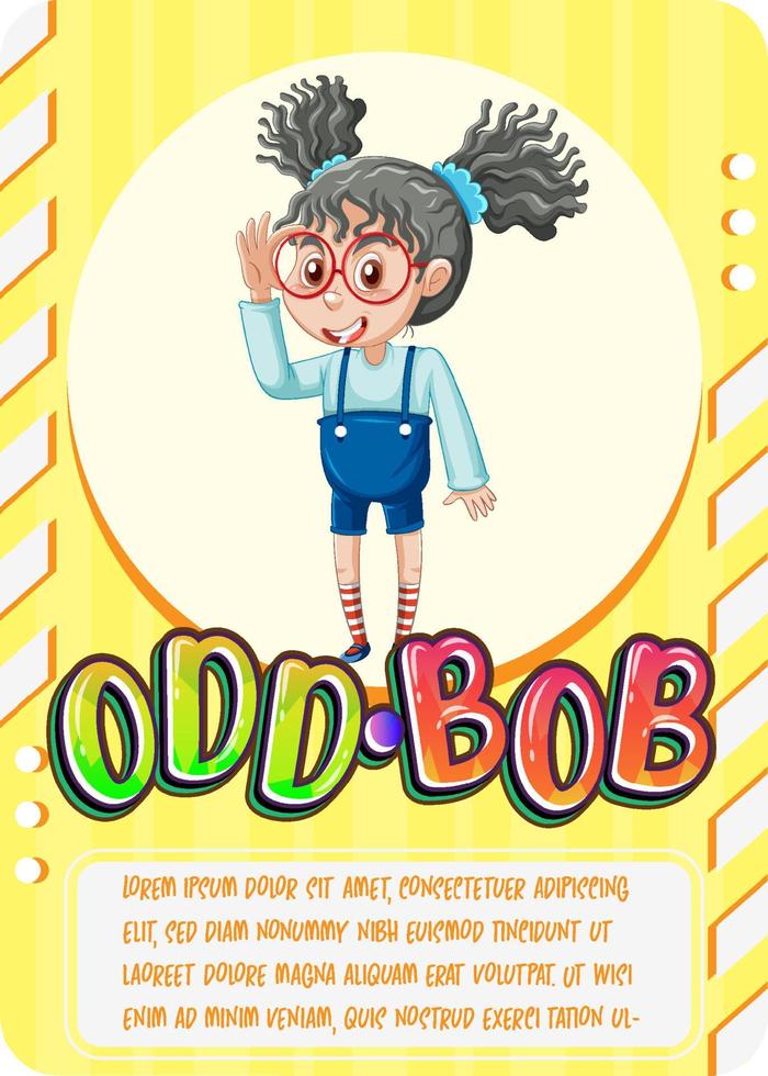 carta da gioco del personaggio con la parola odd-bob vettore