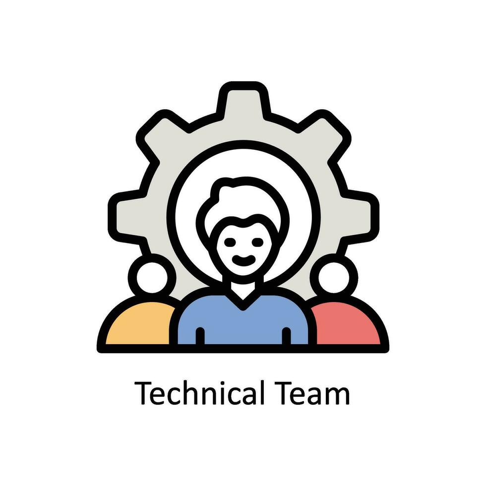 tecnico squadra vettore pieno schema icona design illustrazione. attività commerciale e gestione simbolo su bianca sfondo eps 10 file