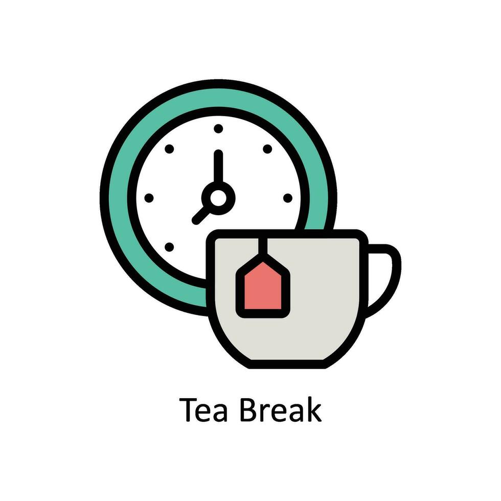 tè rompere vettore pieno schema icona design illustrazione. attività commerciale e gestione simbolo su bianca sfondo eps 10 file