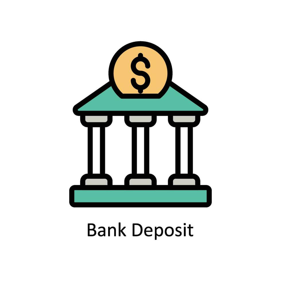 banca depositare vettore pieno schema icona design illustrazione. attività commerciale e gestione simbolo su bianca sfondo eps 10 file