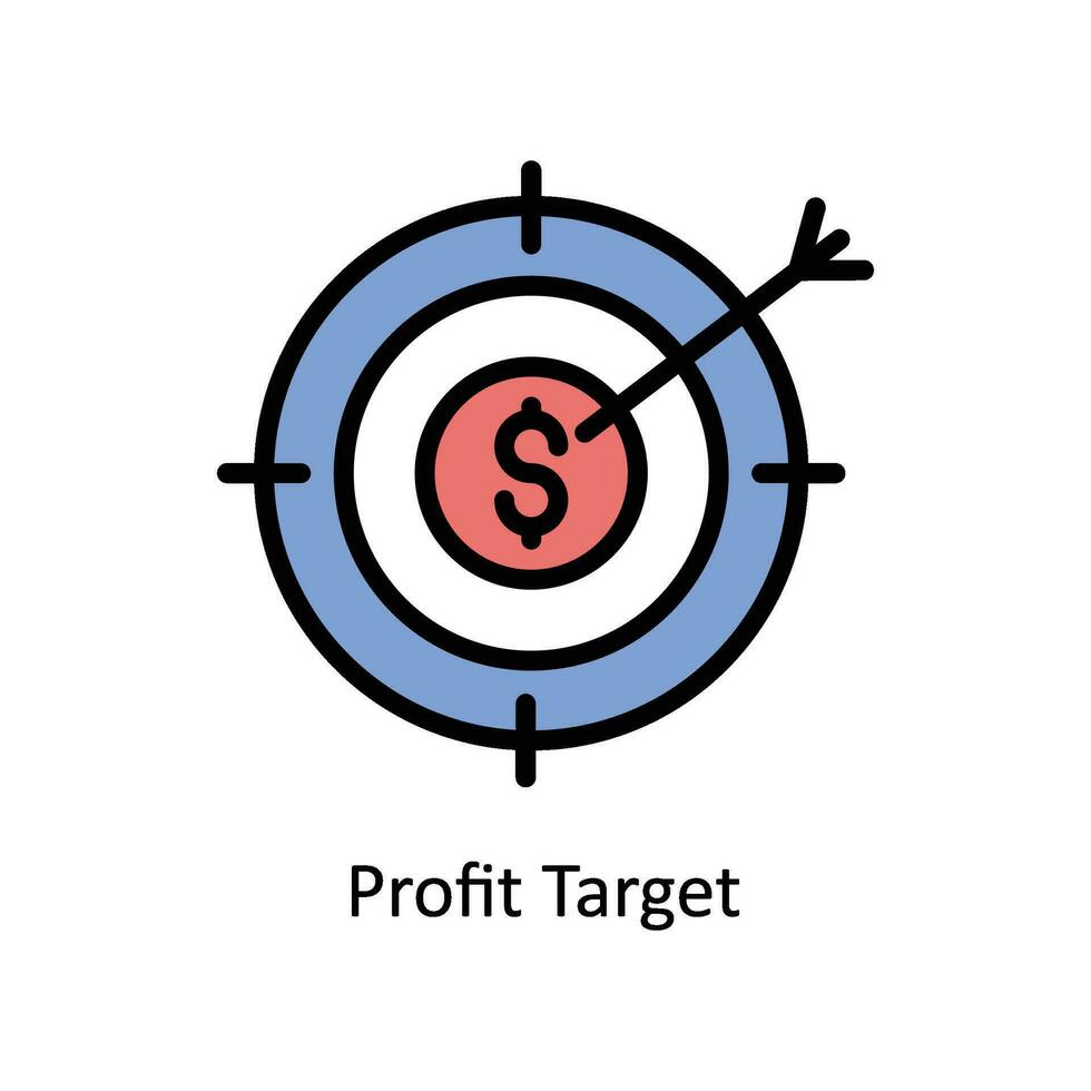 profitto bersaglio vettore pieno schema icona design illustrazione. attività commerciale e gestione simbolo su bianca sfondo eps 10 file