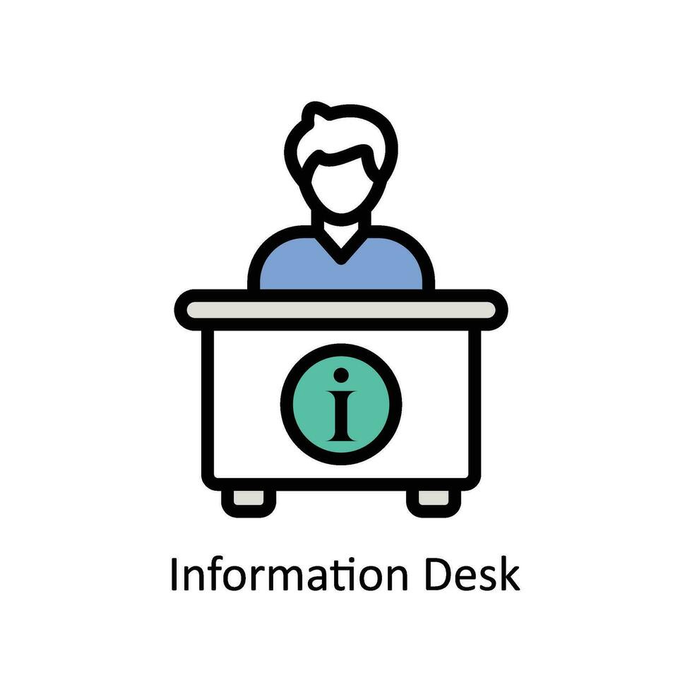 informazione scrivania vettore pieno schema icona design illustrazione. attività commerciale e gestione simbolo su bianca sfondo eps 10 file