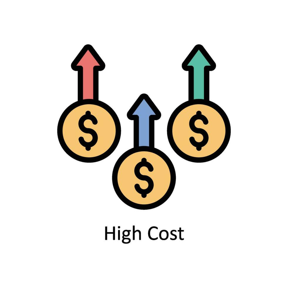 alto costo vettore pieno schema icona design illustrazione. attività commerciale e gestione simbolo su bianca sfondo eps 10 file