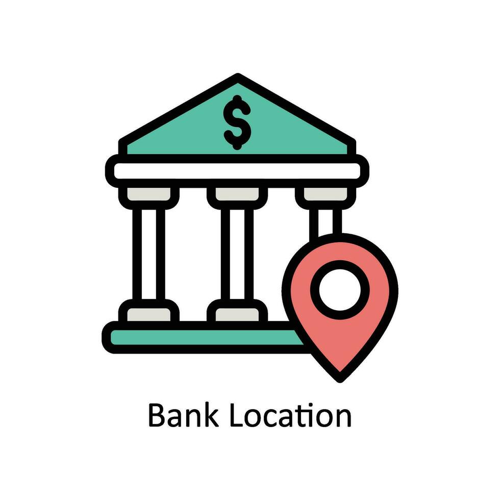 banca Posizione vettore pieno schema icona design illustrazione. attività commerciale e gestione simbolo su bianca sfondo eps 10 file