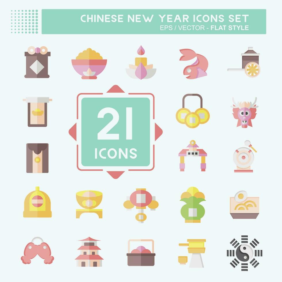 icona impostato Cinese nuovo anno. relazionato per vacanza simbolo. piatto stile. semplice design modificabile. semplice illustrazione vettore