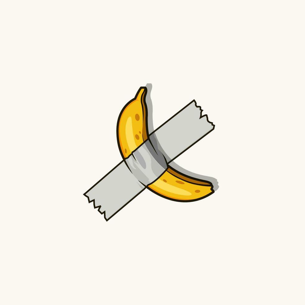 illustrazione di un' Banana con condotto nastro su il parete, concetto vettore illustrazione