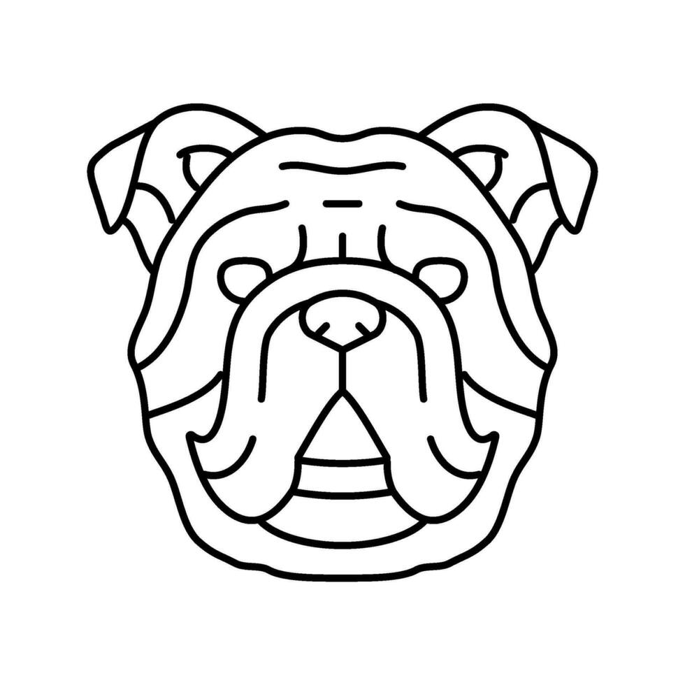 bulldog cane cucciolo animale domestico linea icona vettore illustrazione