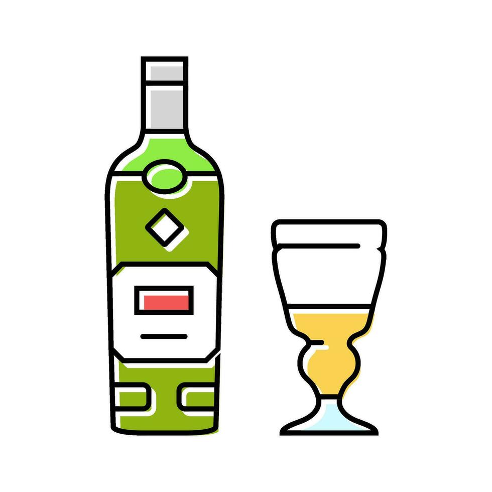 Assenzio bevanda bottiglia colore icona vettore illustrazione