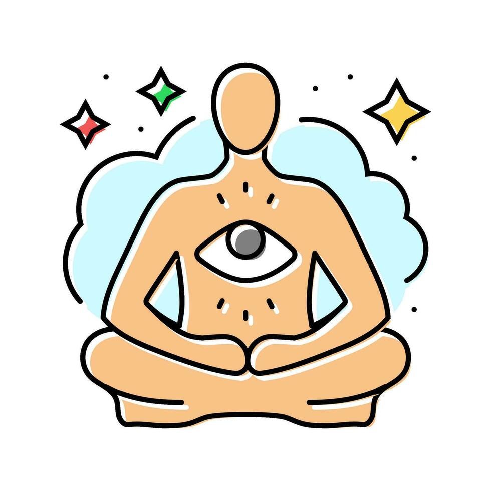 focalizzata meditazione yoga colore icona vettore illustrazione