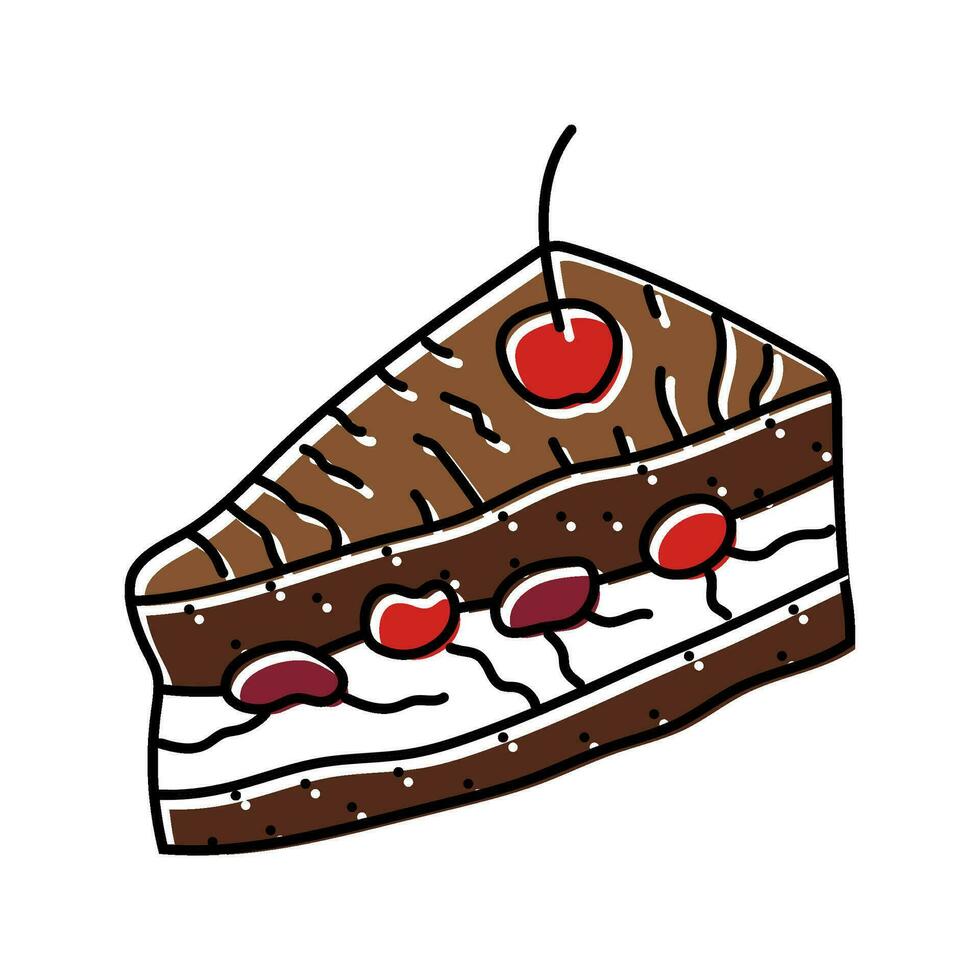 nero foresta torta fetta cibo merenda colore icona vettore illustrazione