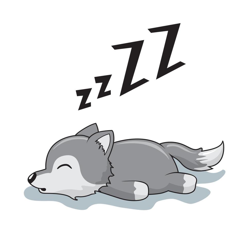 animale addormentato del fumetto del lupo pigro vettore