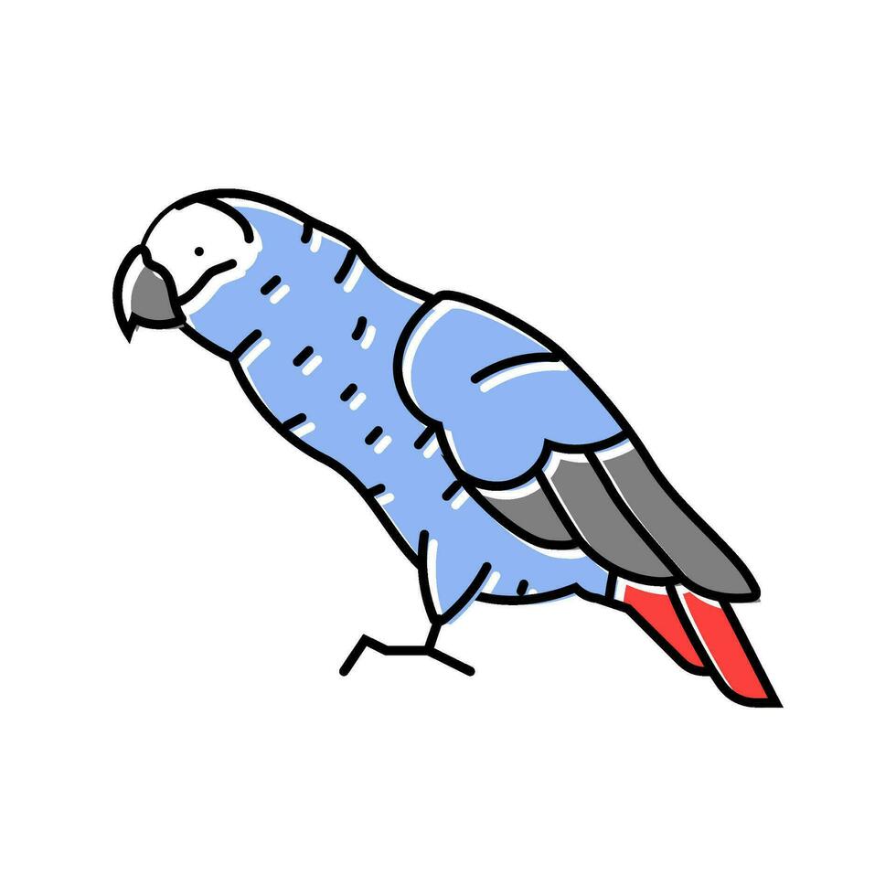 africano grigio pappagallo uccello colore icona vettore illustrazione