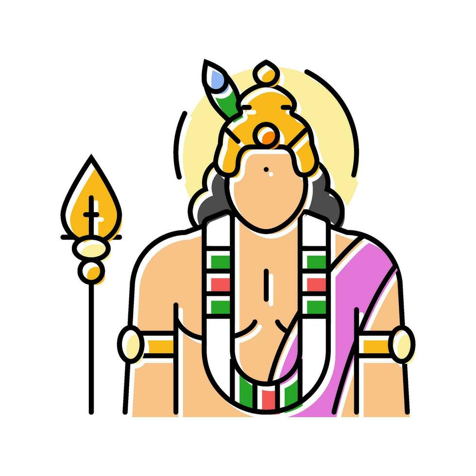 kartikeya Dio indiano colore icona vettore illustrazione
