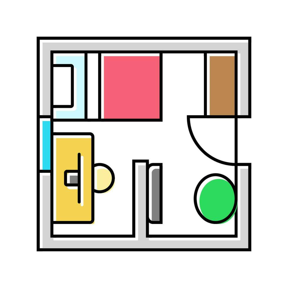 mobilia preparativi interno progettista colore icona vettore illustrazione