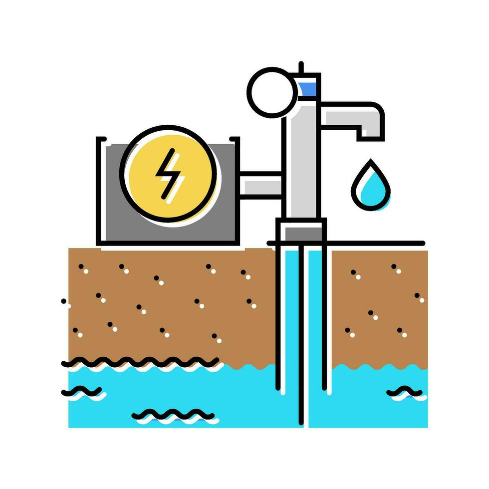 acque sotterranee campionamento idrogeologo colore icona vettore illustrazione