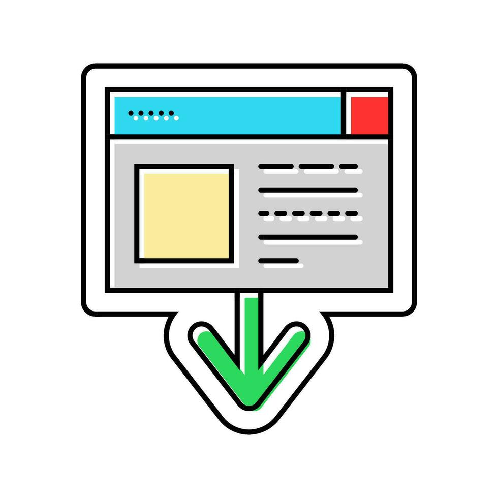 il computer portatile giù freccia Scarica sito web colore icona vettore illustrazione