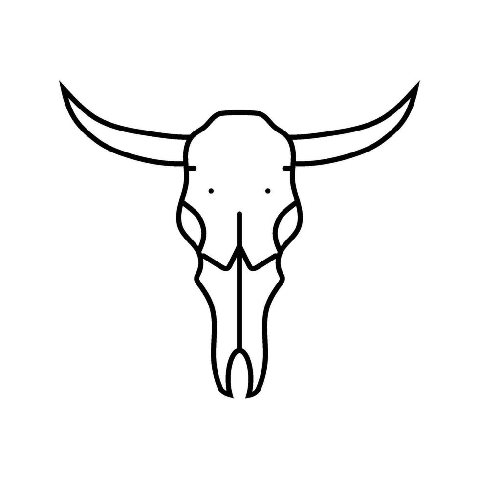 cranio mucca corno animale linea icona vettore illustrazione