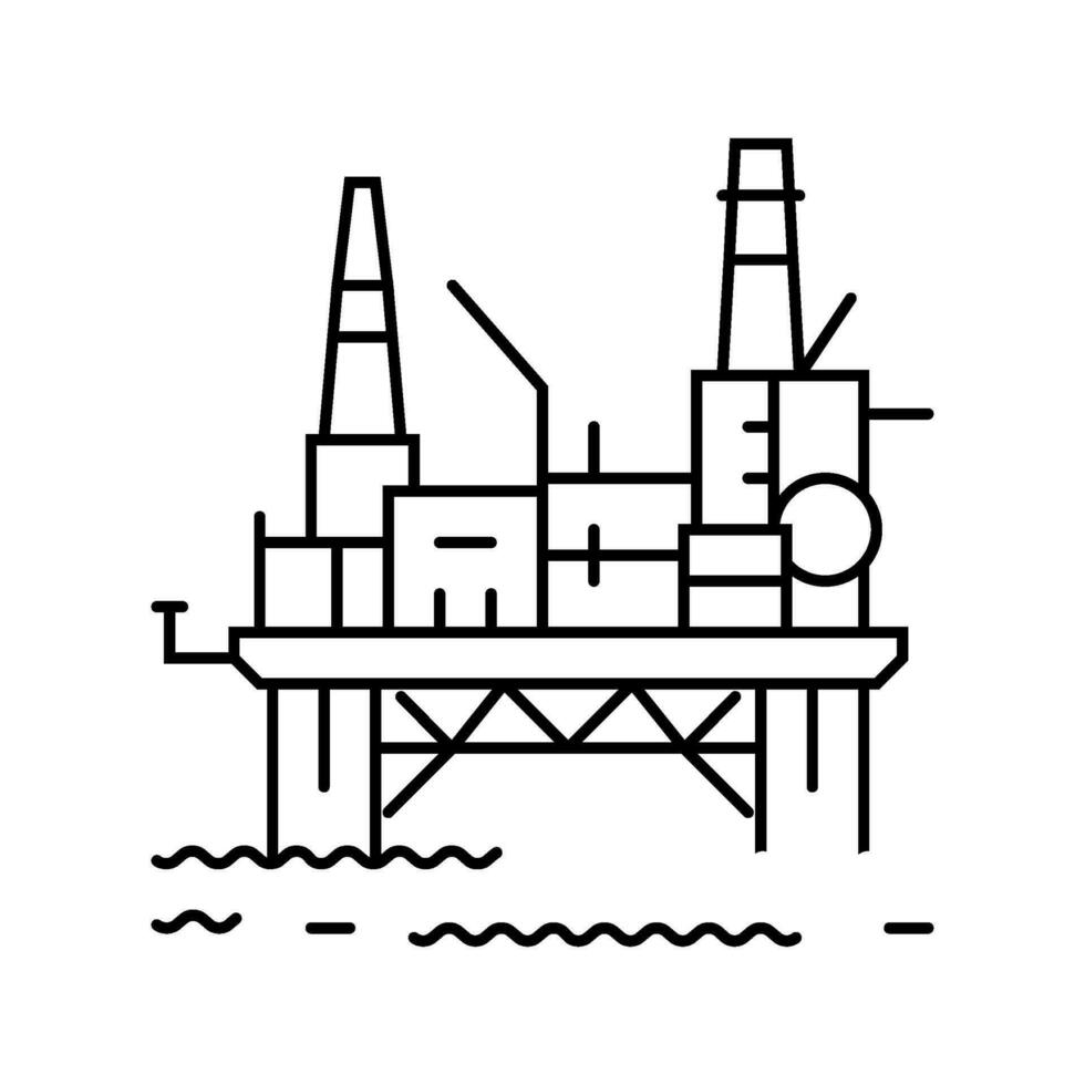 olio impianto piattaforma petrolio ingegnere linea icona vettore illustrazione