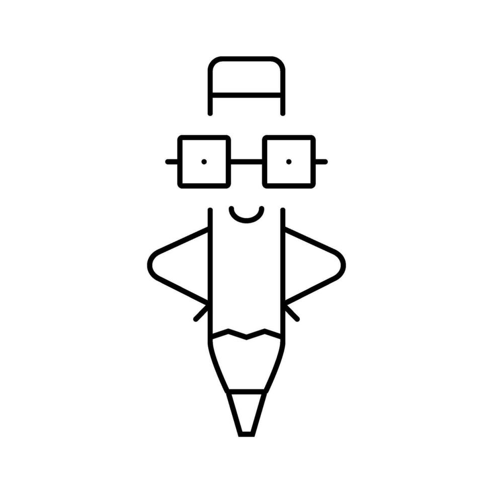 Scrivi penna personaggio linea icona vettore illustrazione