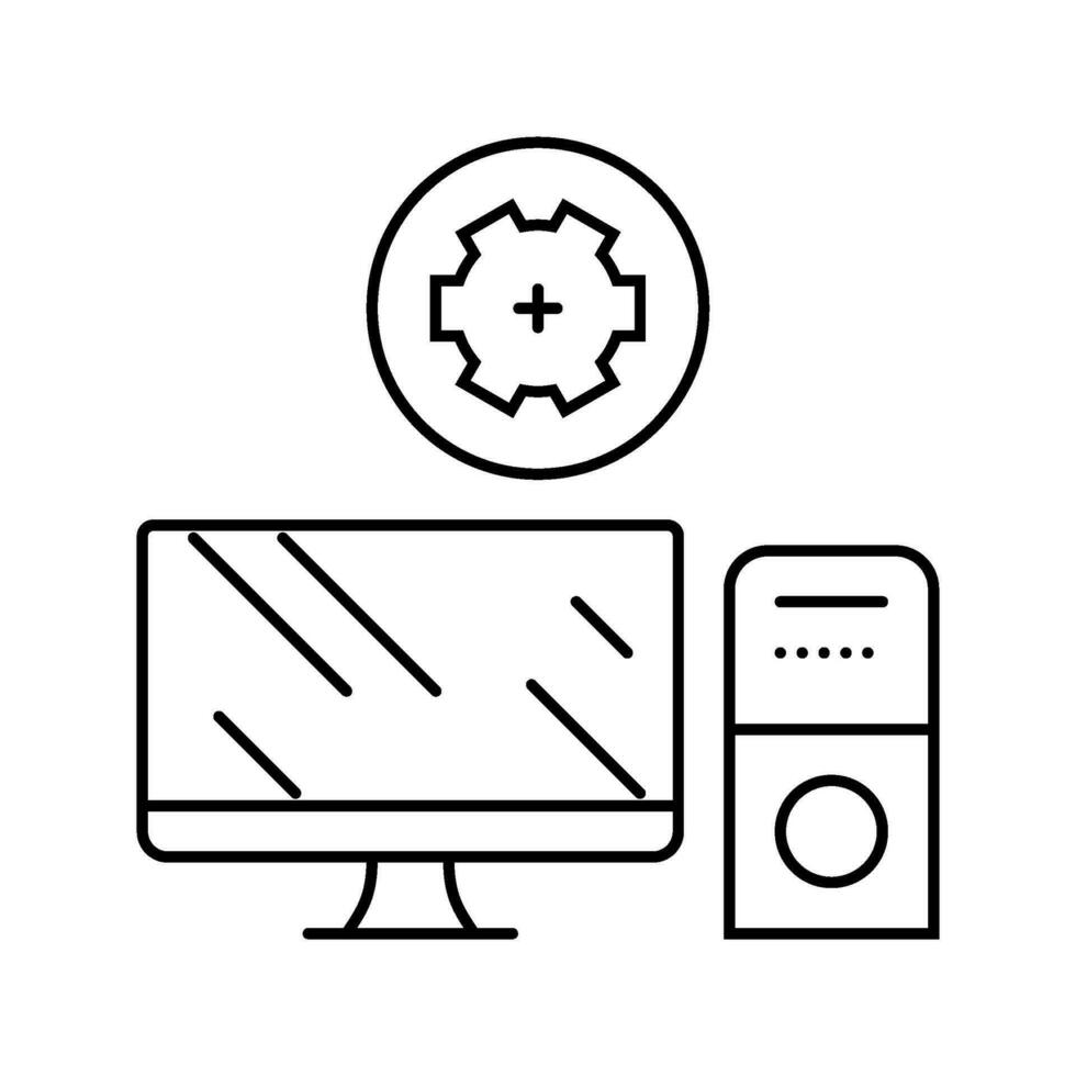 computer Manutenzione riparazione linea icona vettore illustrazione