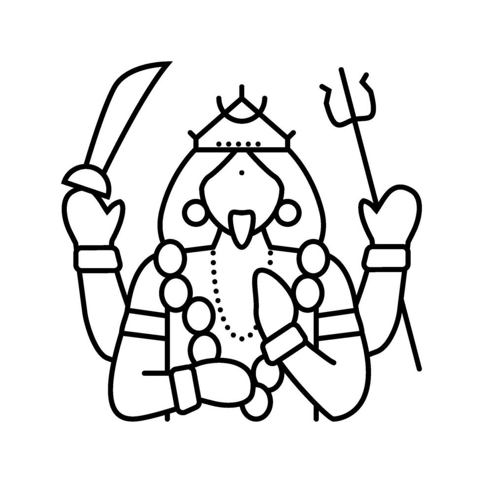 kali Dio indiano linea icona vettore illustrazione