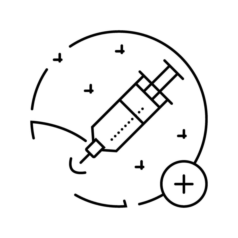 vaccino amministrazione farmacista linea icona vettore illustrazione