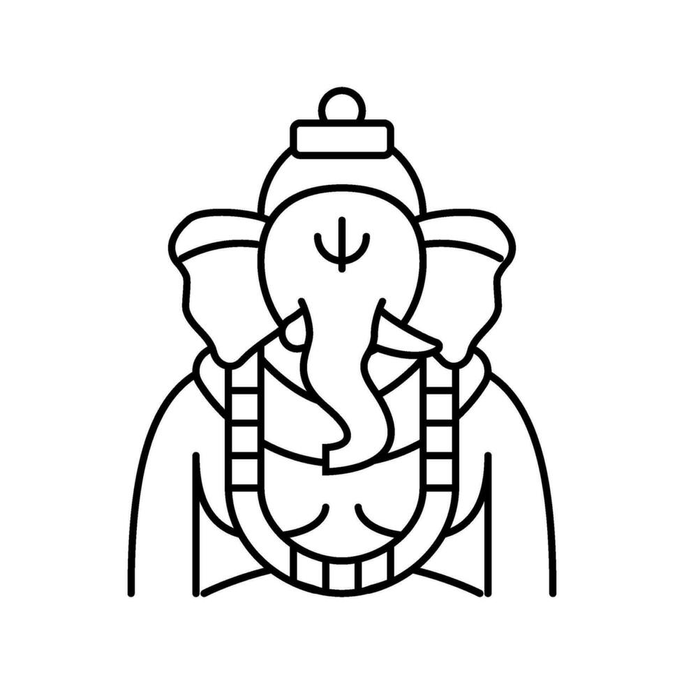 Ganesha Dio indiano linea icona vettore illustrazione