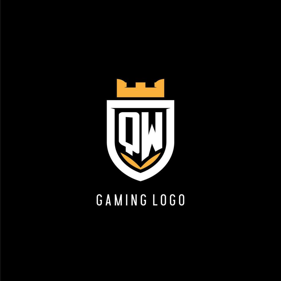 iniziale qw logo con scudo, esport gioco logo monogramma stile vettore