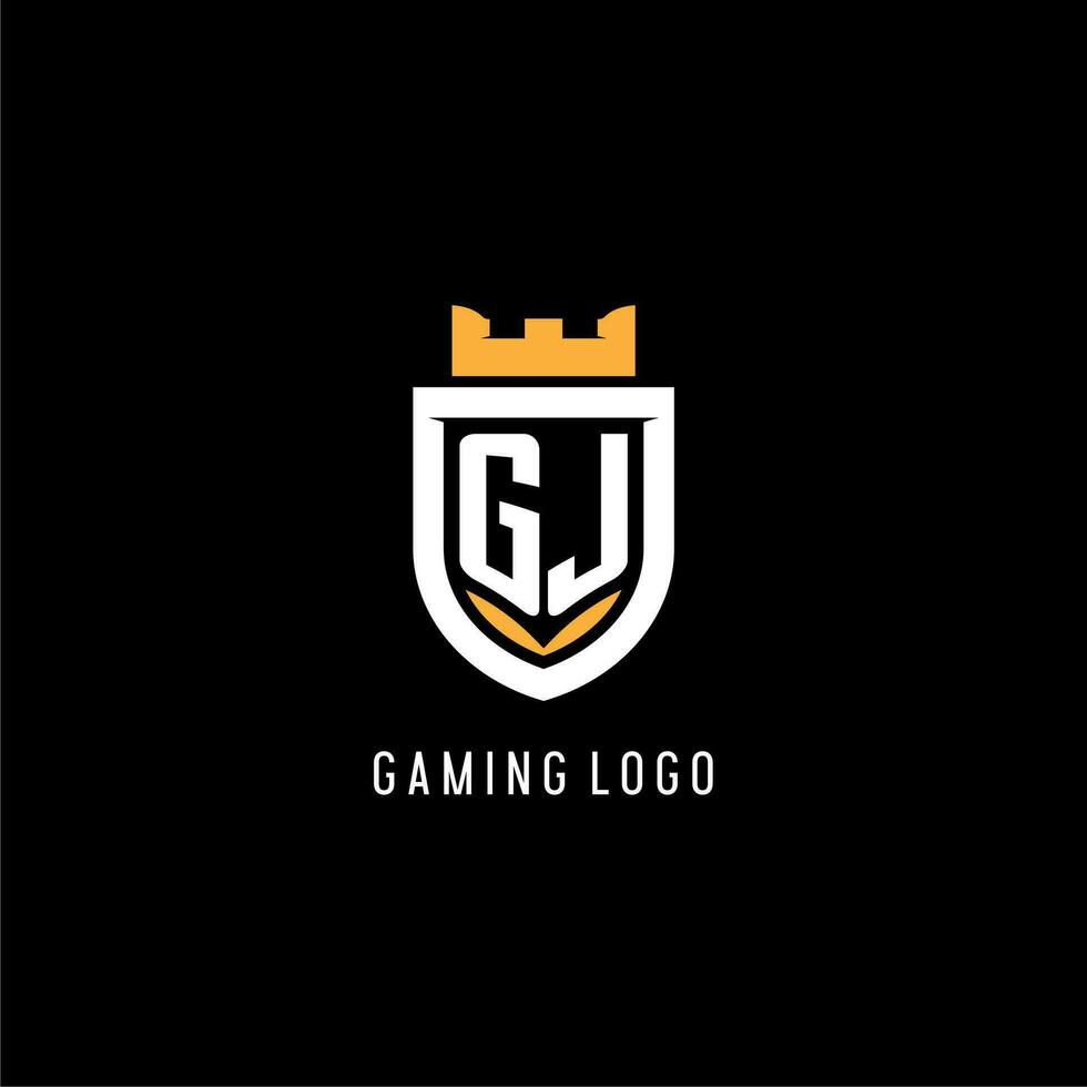 iniziale gj logo con scudo, esport gioco logo monogramma stile vettore