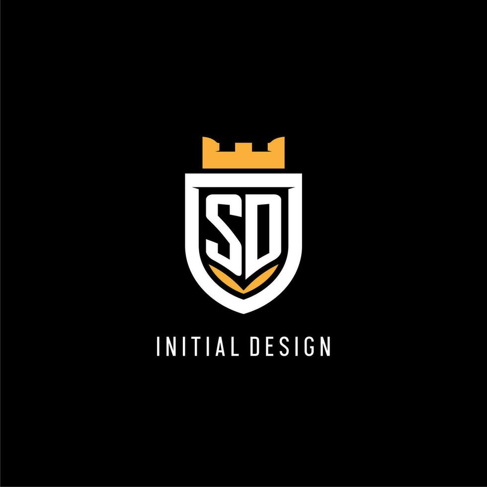 iniziale sd logo con scudo, esport gioco logo monogramma stile vettore