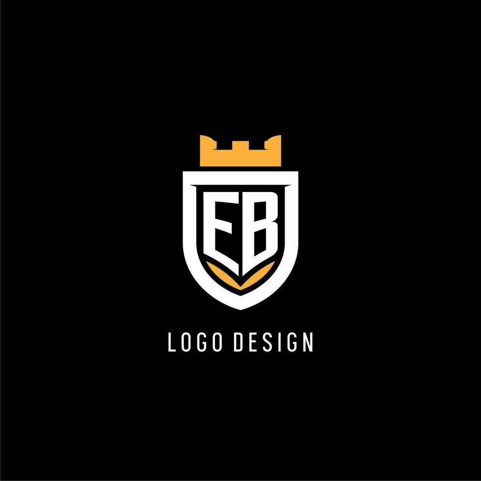 iniziale eb logo con scudo, esport gioco logo monogramma stile vettore